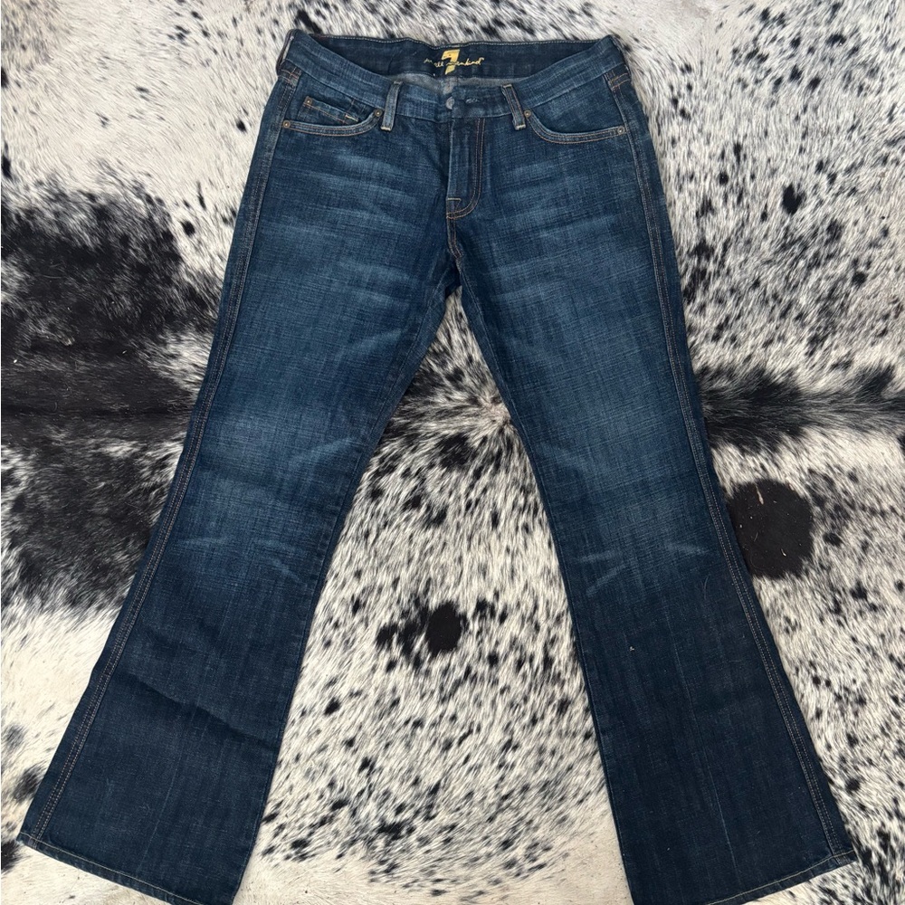 7 For All Mankind Women's Dark Blue Flare Jeans